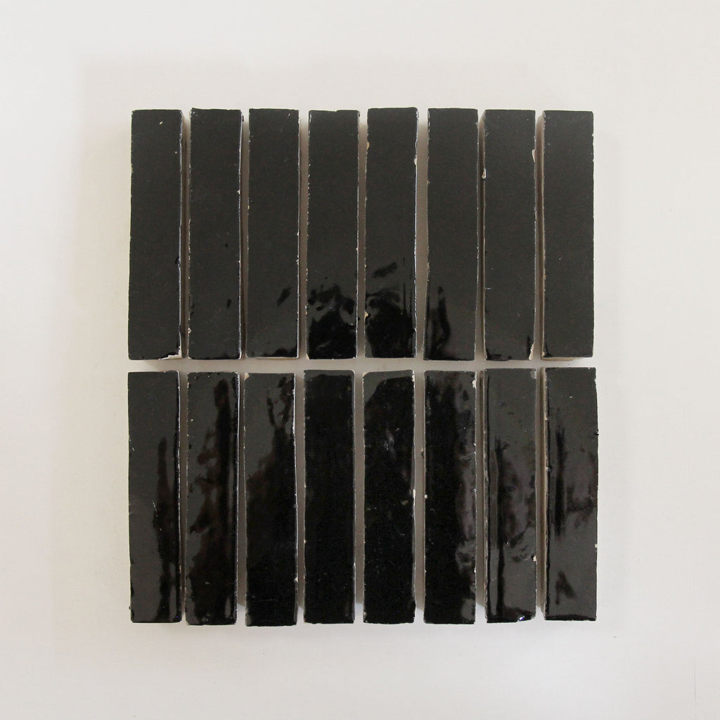 Tiles of Ezra Moroccan Zellige Skinny Bejmat-BLACK-6x1 (Carton)