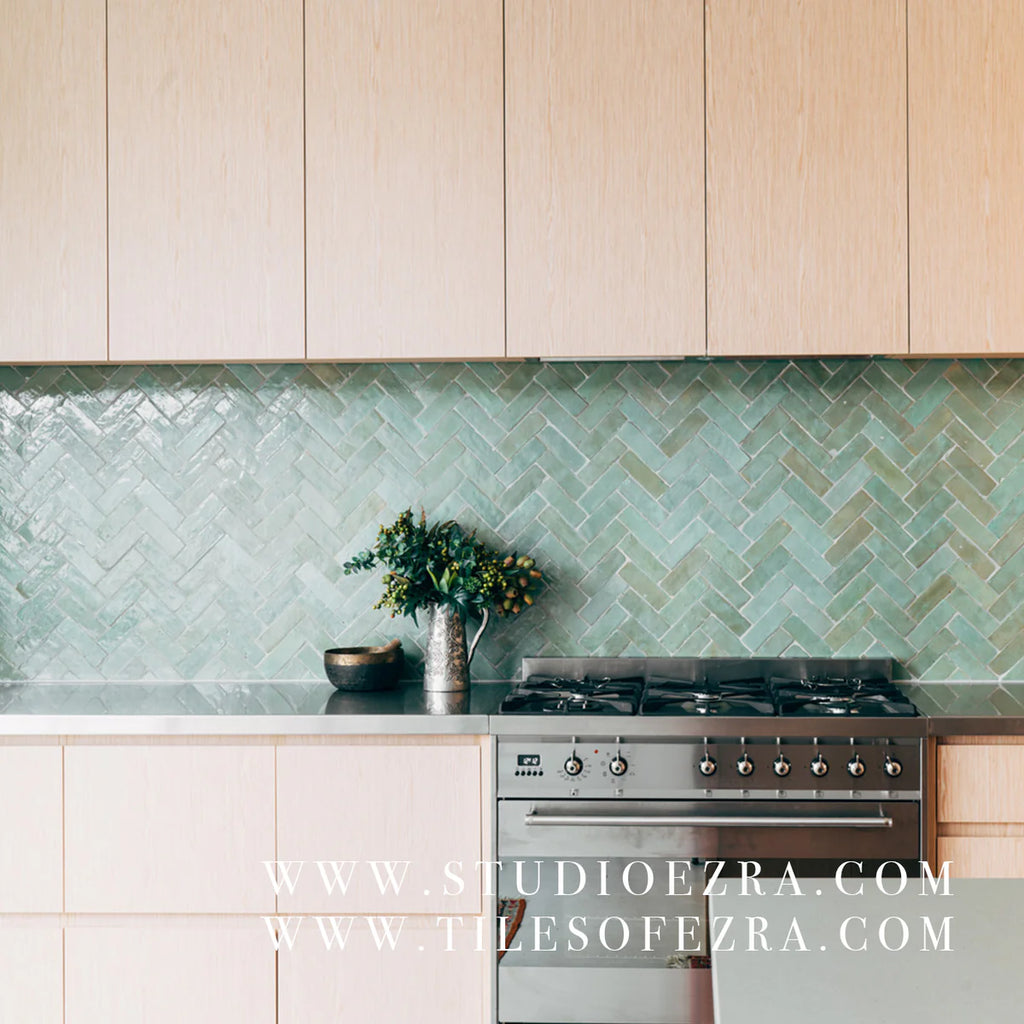 Tiles of Ezra Moroccan Zellige Thin Bejmat-AVOCADO-6x2 (Carton)
