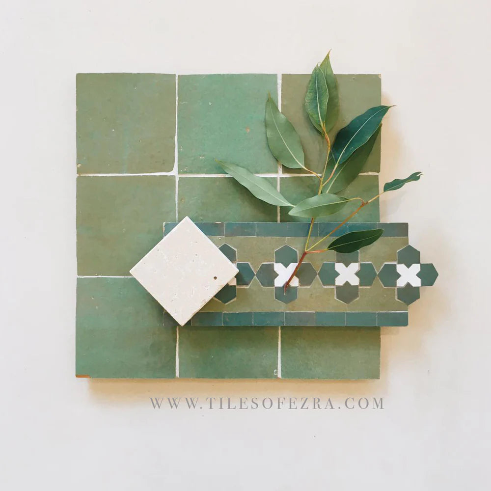 Tiles of Ezra Moroccan Zellige-AVOCADO-4x4 (Carton)