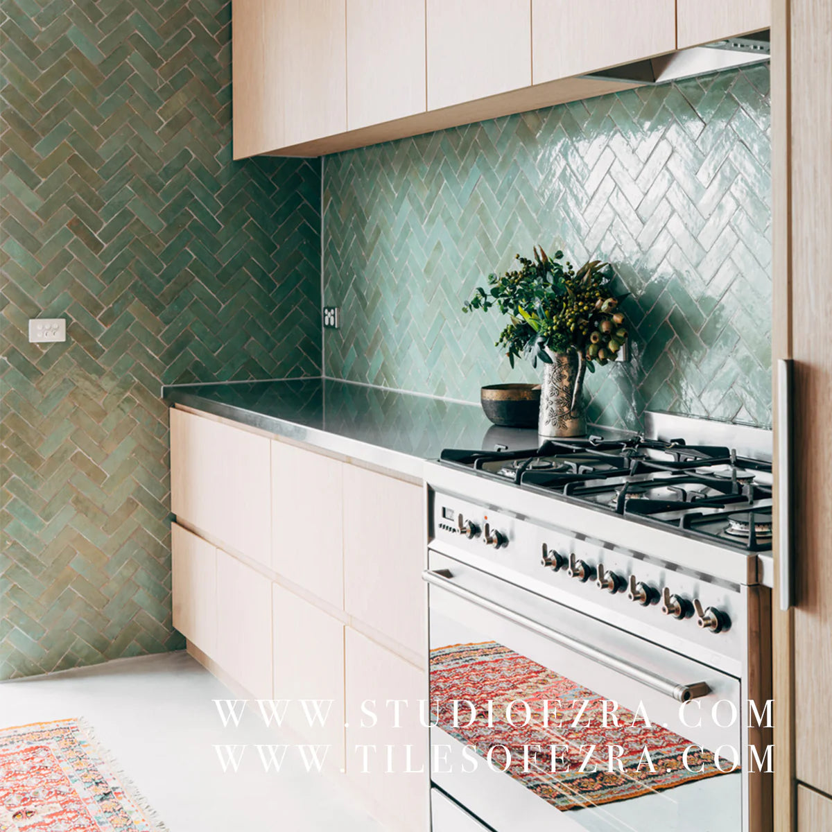 Tiles of Ezra Moroccan Zellige Thin Bejmat-AVOCADO-6x2 (Carton)