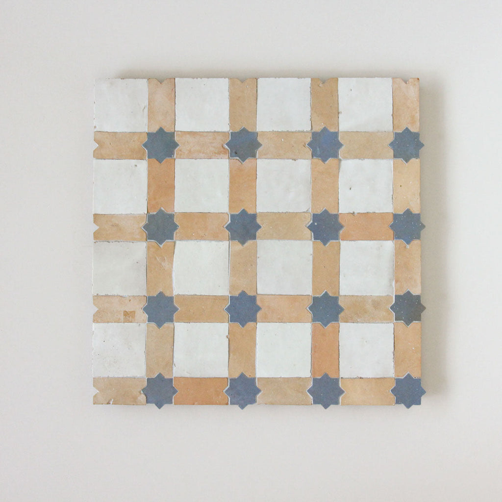 Tiles of Ezra Moroccan Zellige Mosaic-CLAY SNOW CLEAR SKY-4x4 (Carton)