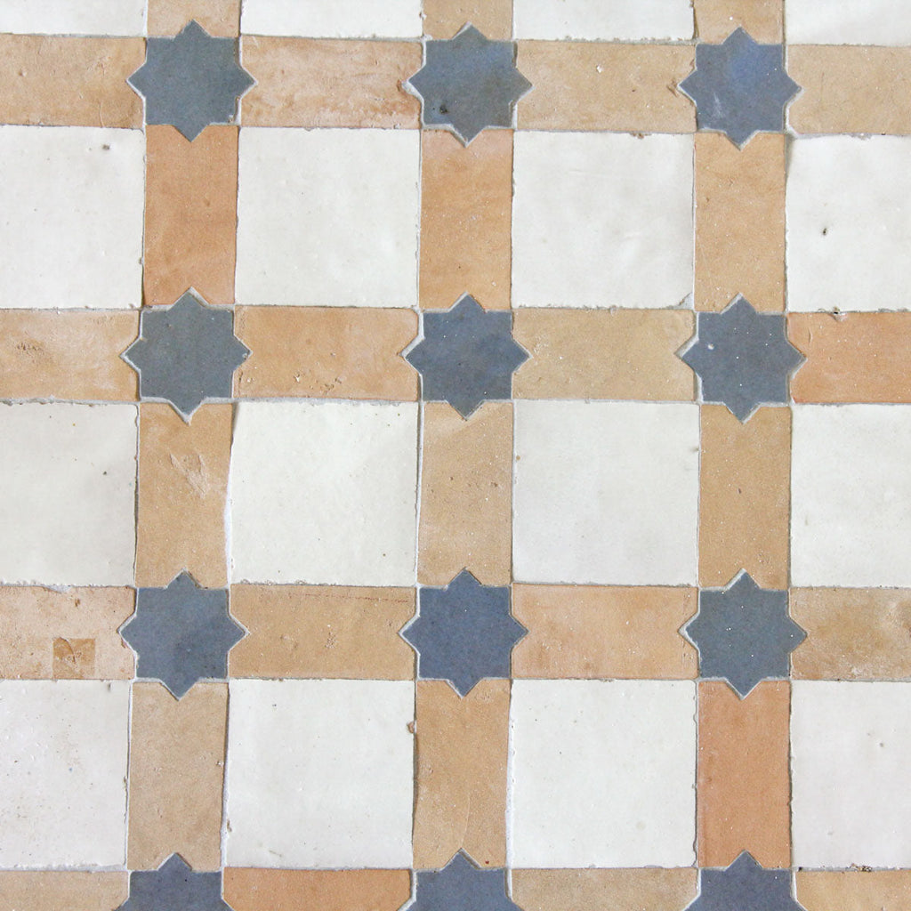 Tiles of Ezra Moroccan Zellige Mosaic-CLAY SNOW CLEAR SKY-4x4 (Carton)