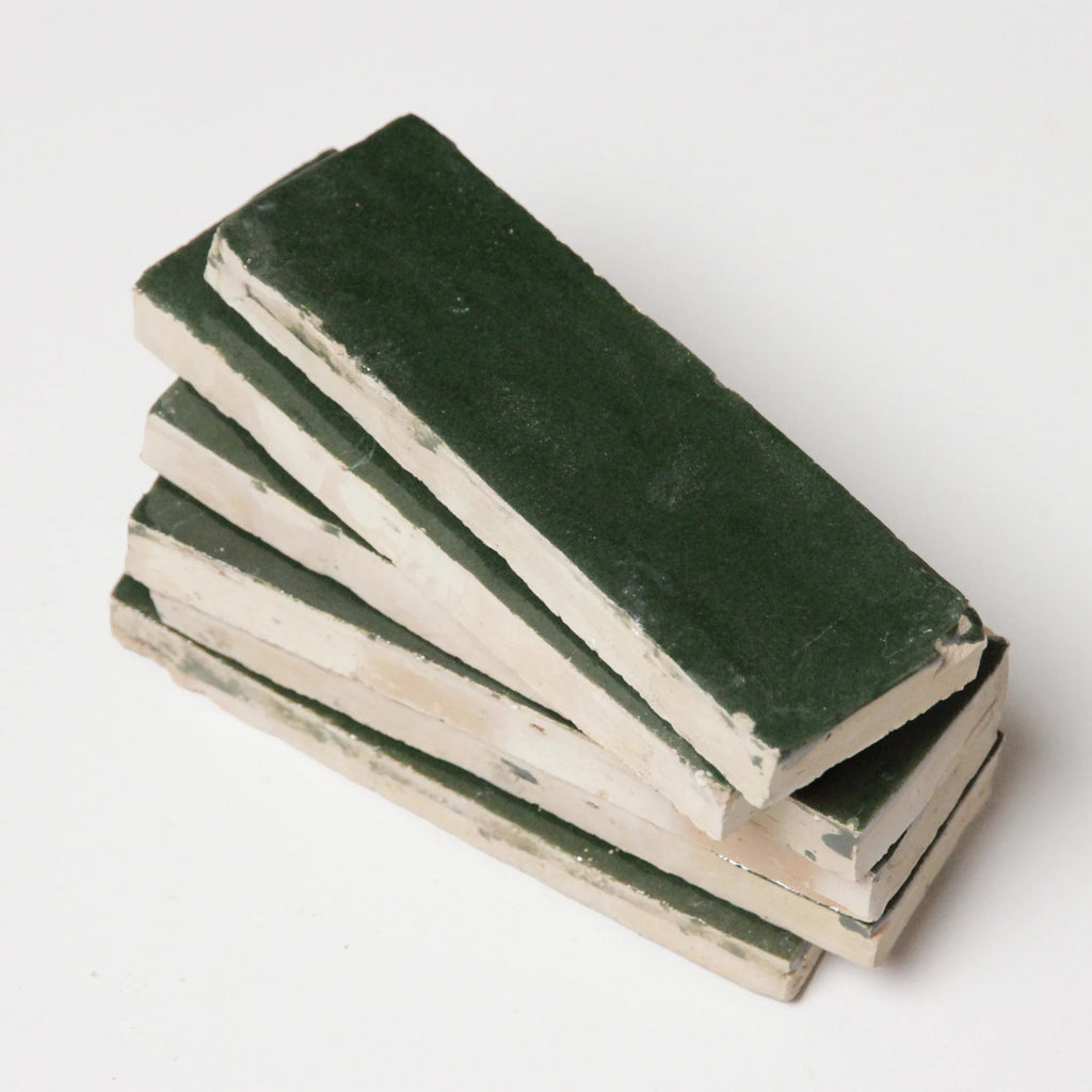 Tiles of Ezra Moroccan Zellige Thin Bejmat-DARK GREEN-6x2 (Carton)