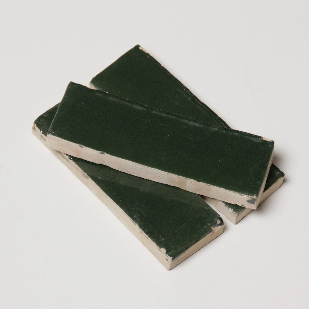 Tiles of Ezra Moroccan Zellige Thin Bejmat-DARK GREEN-6x2 (Carton)