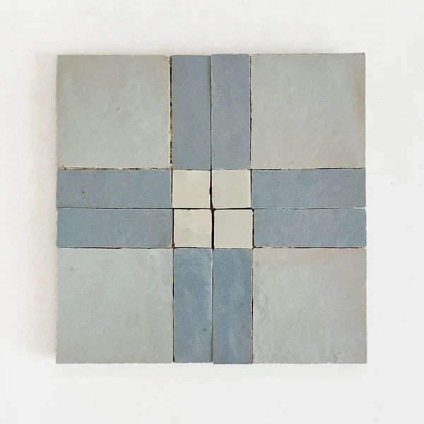Tiles of Ezra Moroccan Zellige Mosaic-Clear Sky/ Duck Egg Blue/ Chameleon-4x4 (Carton)