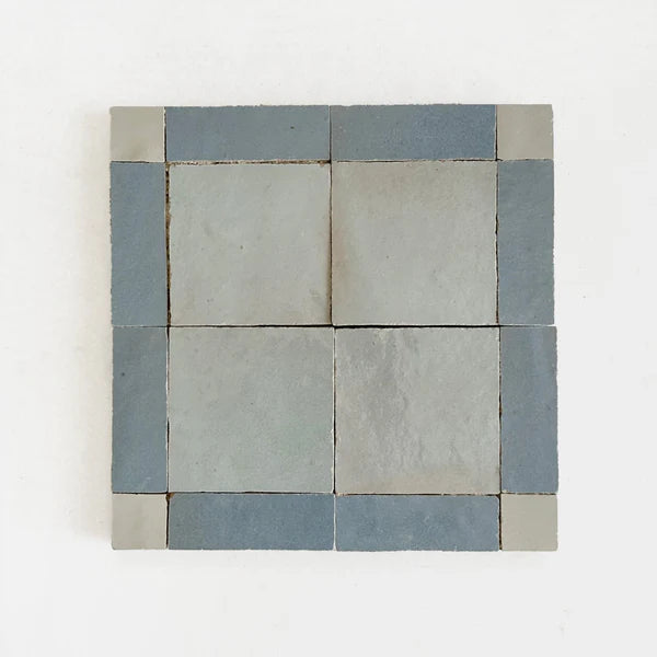 Tiles of Ezra Moroccan Zellige Mosaic-Clear Sky/ Duck Egg Blue/ Chameleon-4x4 (Carton)