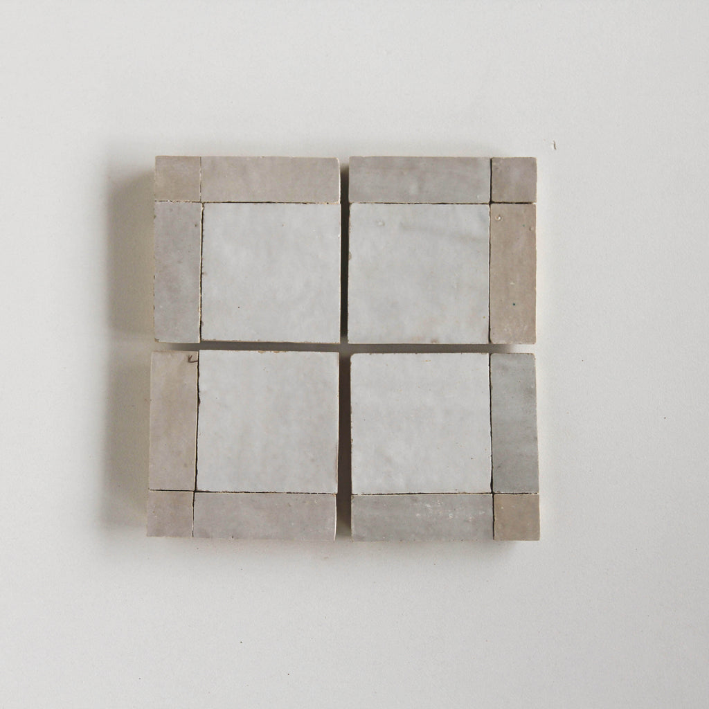 Tiles of Ezra Moroccan Zellige Mosaic-Snow Chameleon Dust-4x4 (Carton)