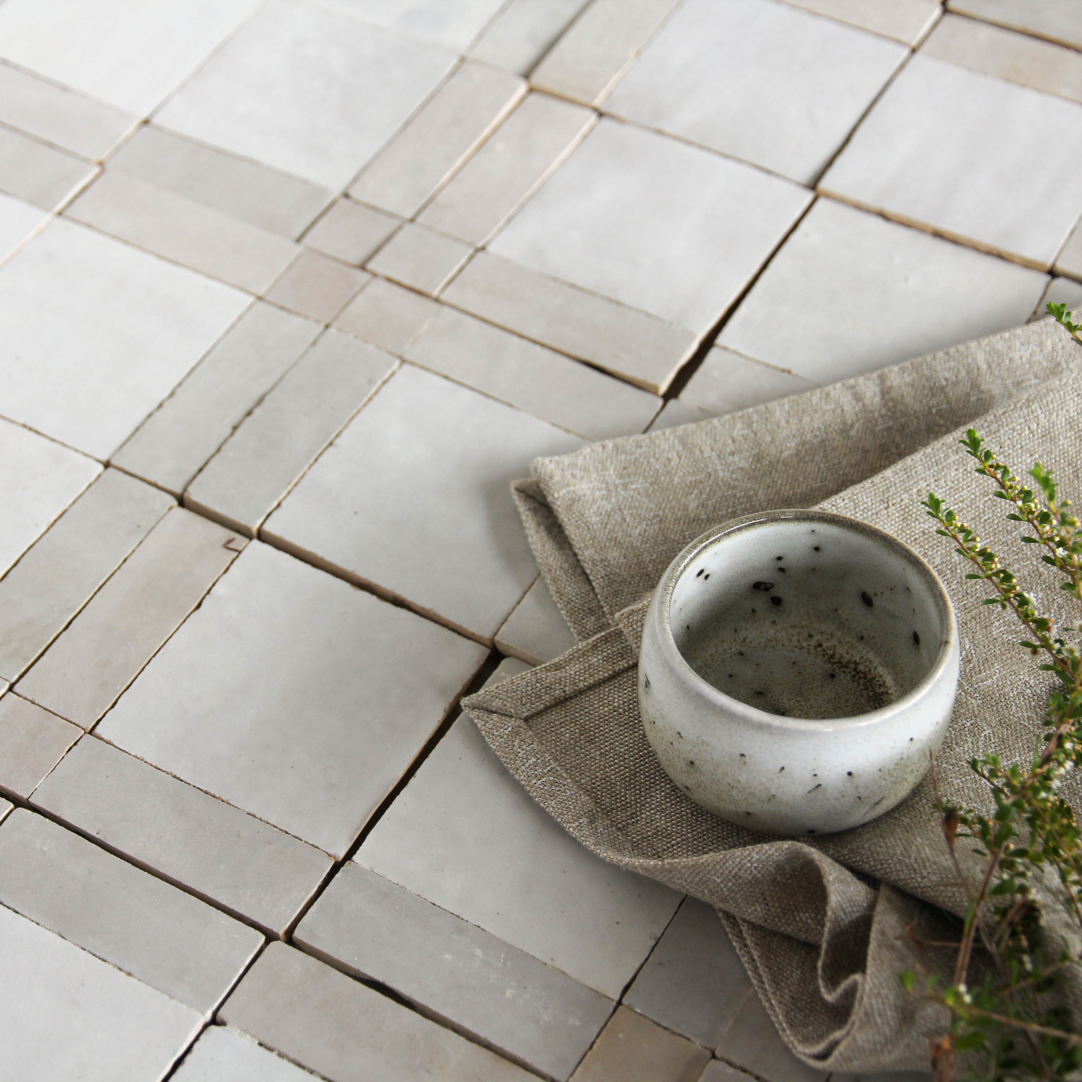 Tiles of Ezra Moroccan Zellige Mosaic-Snow Chameleon Dust-4x4 (Carton)