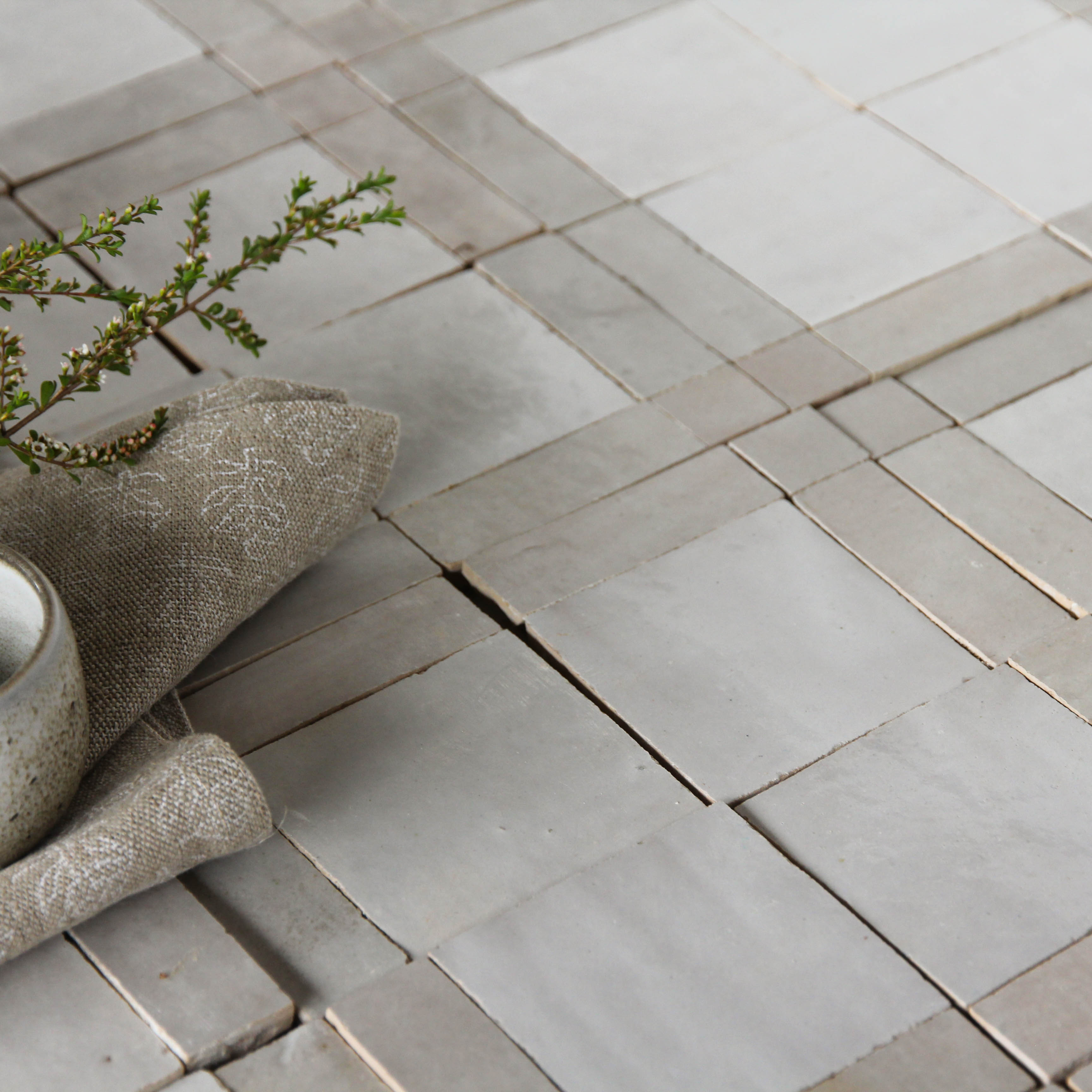 Tiles of Ezra Moroccan Zellige Mosaic-Snow Chameleon Dust-4x4 (Carton)