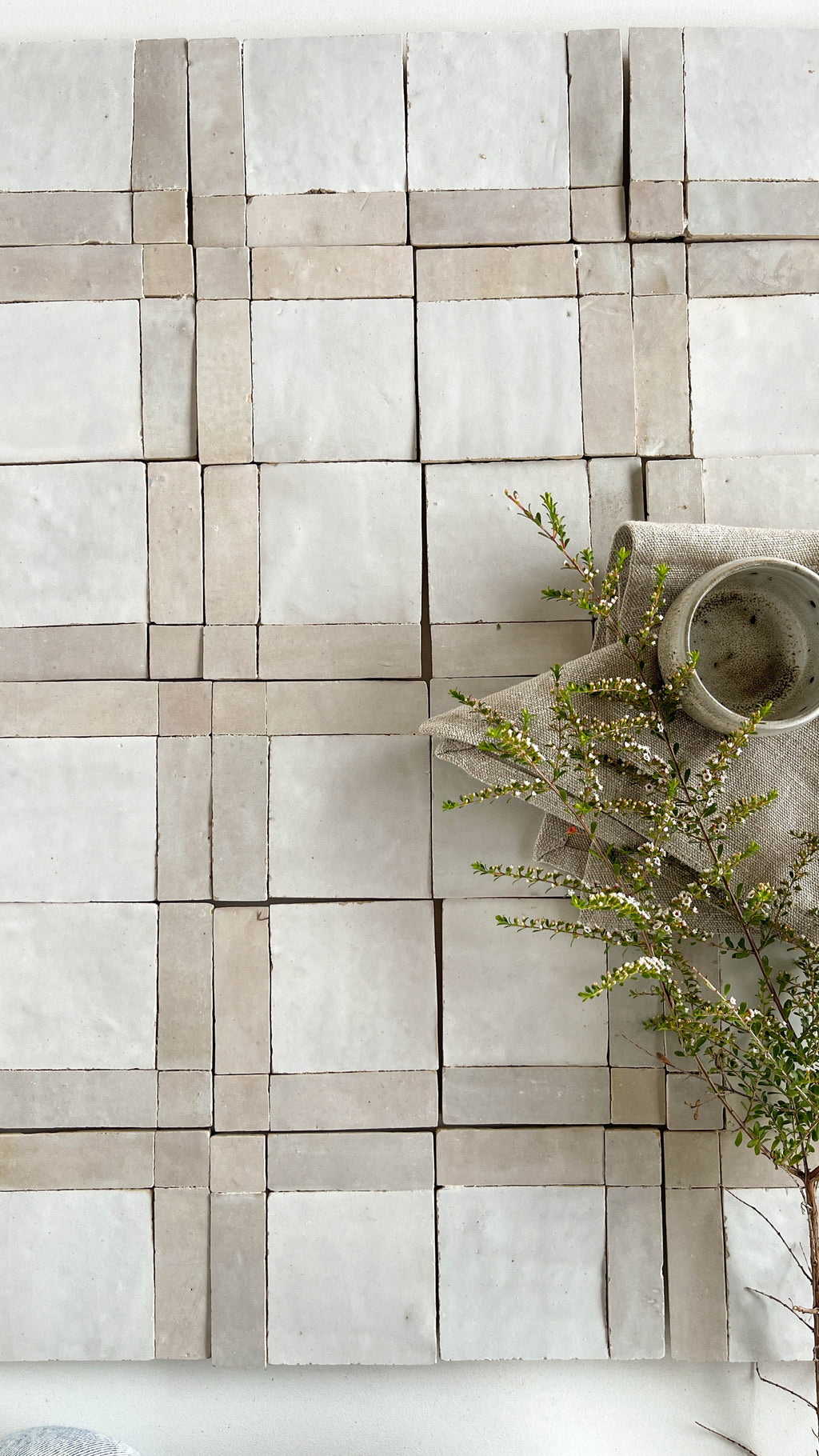 Tiles of Ezra Moroccan Zellige Mosaic-Snow Chameleon Dust-4x4 (Carton)