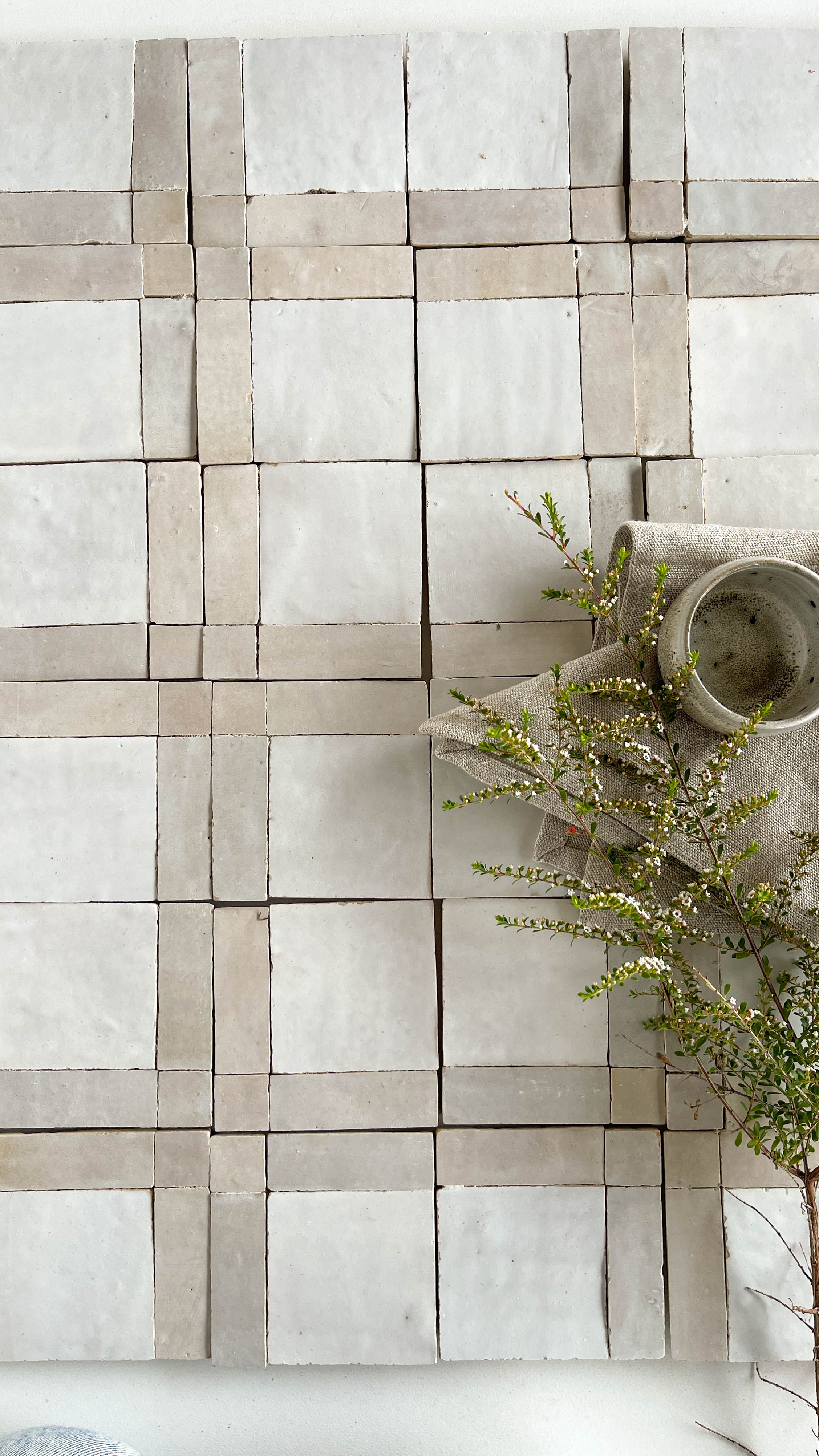Tiles of Ezra Moroccan Zellige Mosaic-Snow Chameleon Dust-4x4 (Carton)
