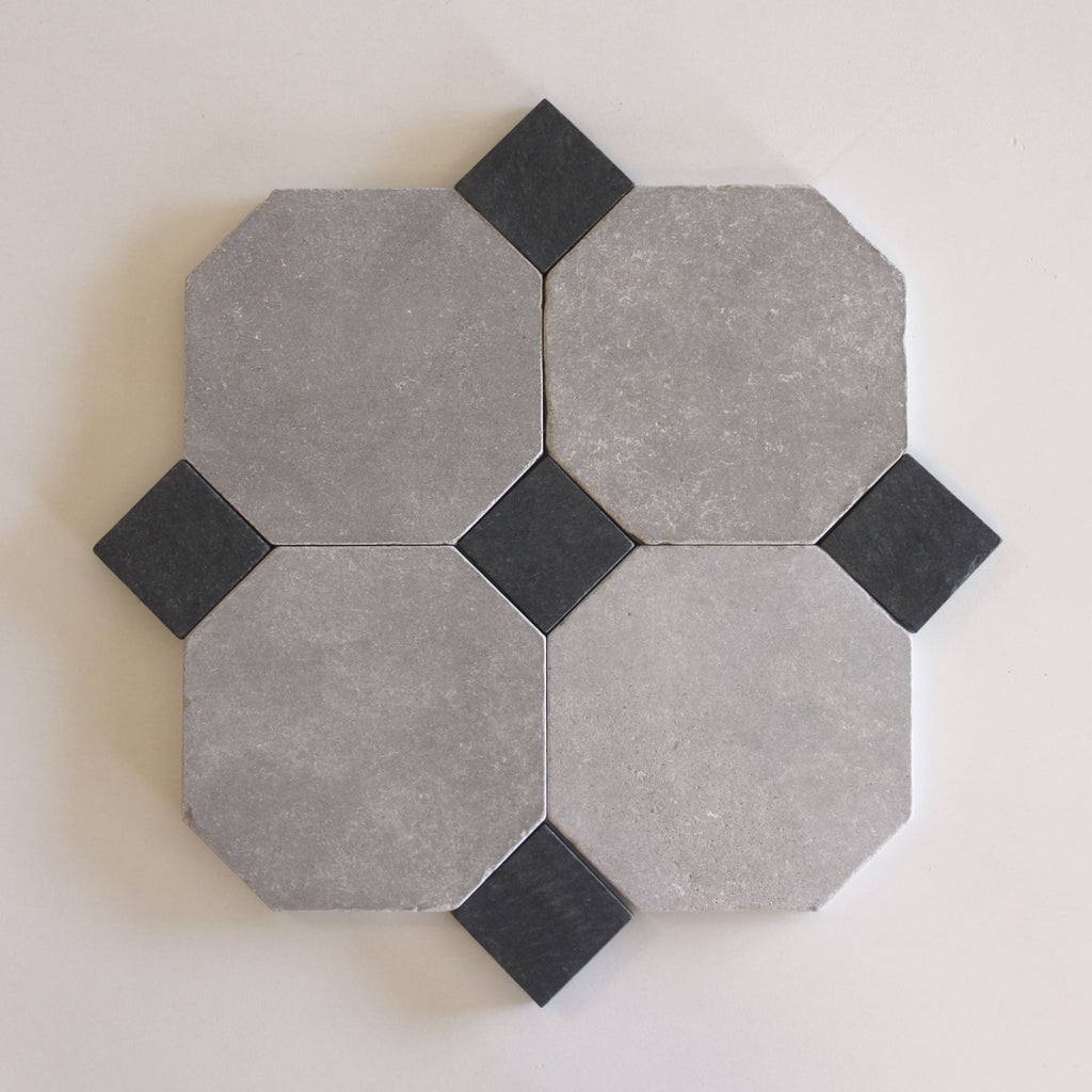 Tiles of Ezra Moroccan Limestone - Octagon - ATLAS+BLACK-8x8