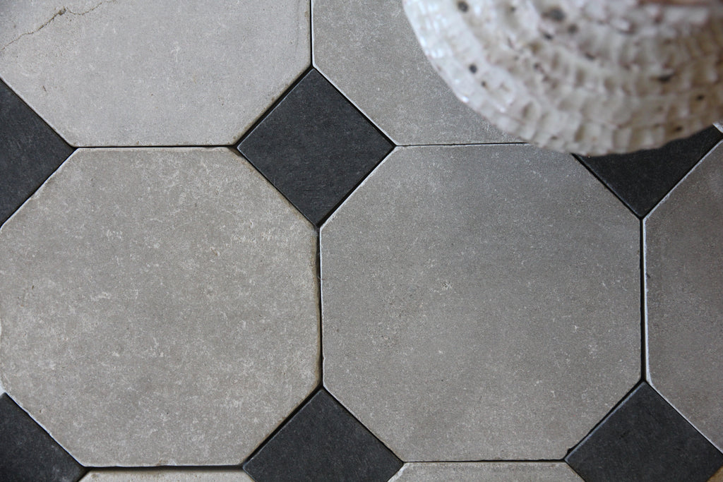 Tiles of Ezra Moroccan Limestone - Octagon - ATLAS+BLACK-8x8