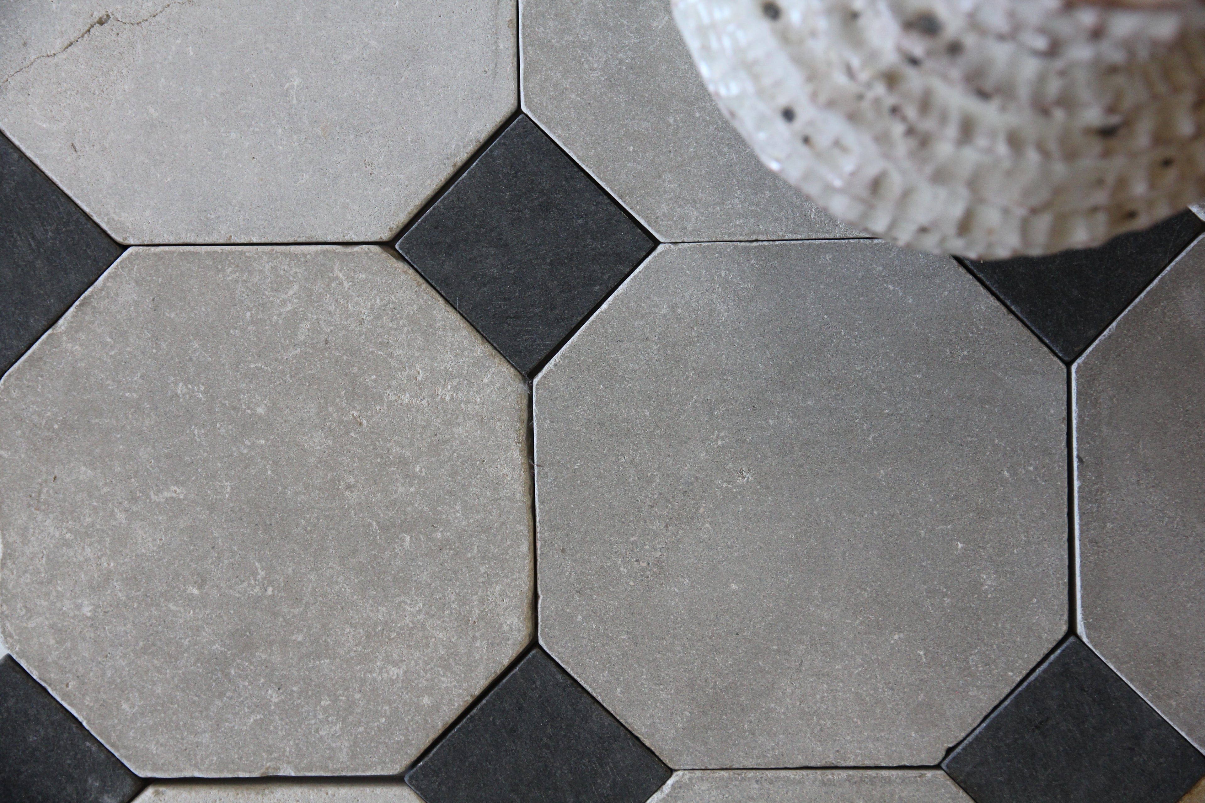 Tiles of Ezra Moroccan Limestone - Octagon - ATLAS+BLACK-8x8