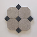 Tiles of Ezra Moroccan Limestone - Octagon - SAHARA+BLACK-8x8