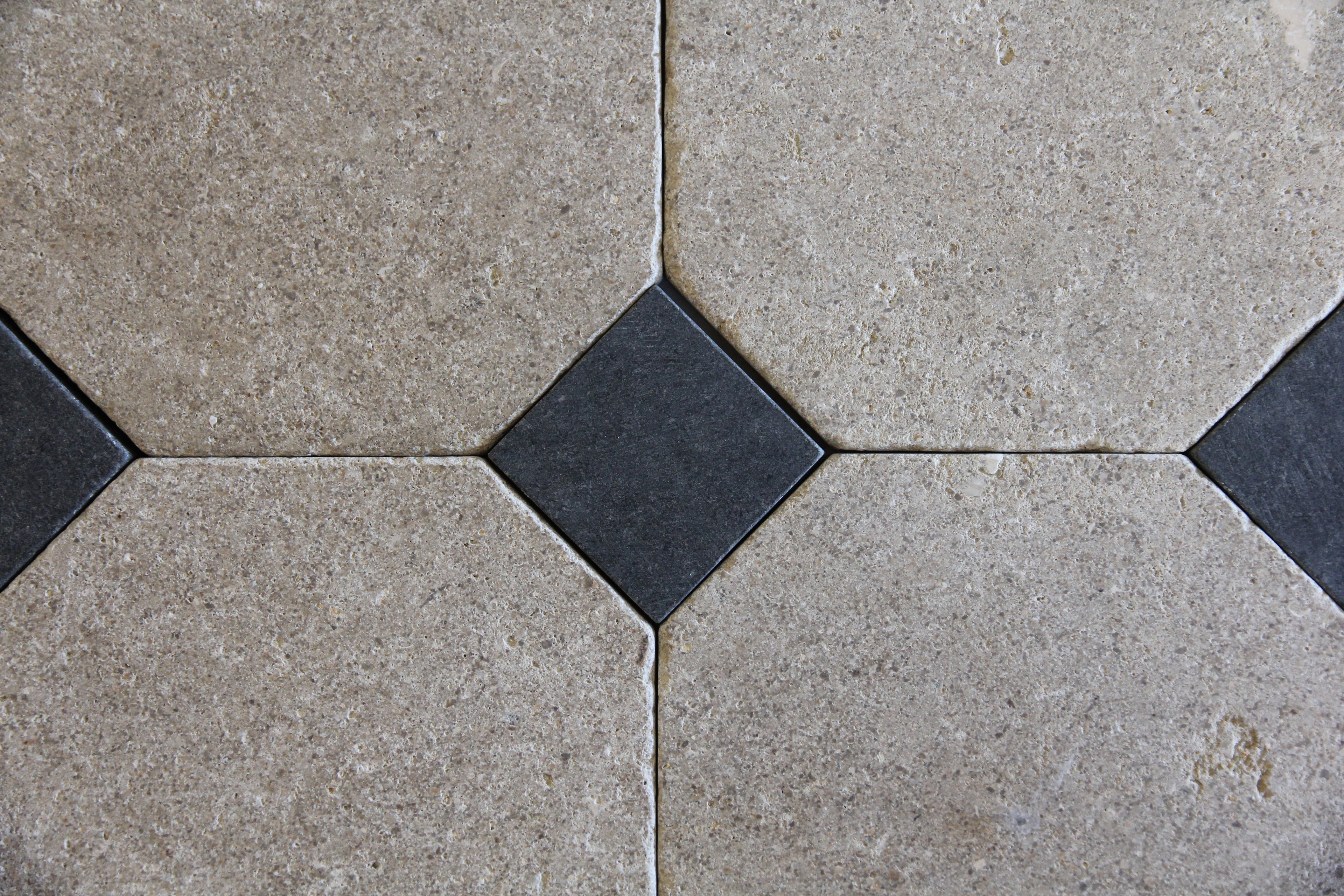 Tiles of Ezra Moroccan Limestone - Octagon - SAHARA+BLACK-8x8