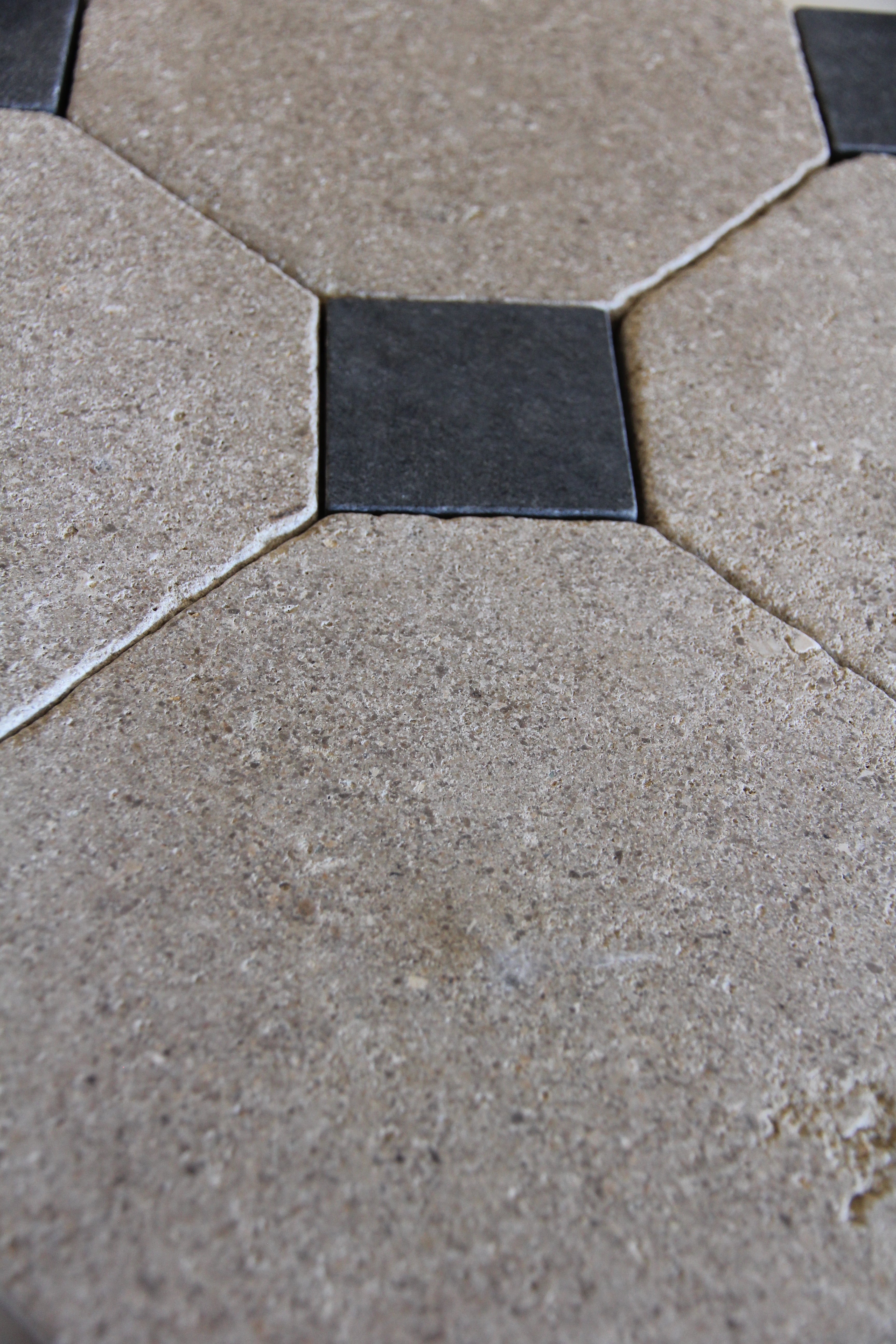 Tiles of Ezra Moroccan Limestone - Octagon - SAHARA+BLACK-8x8
