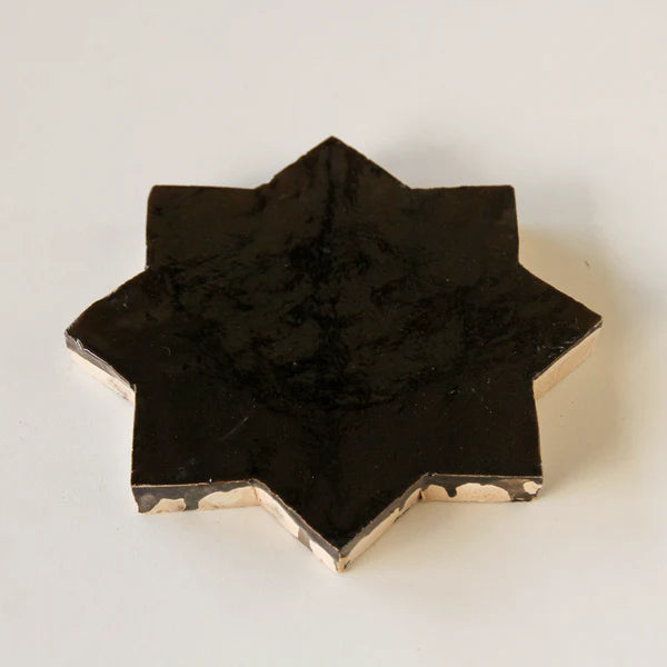 Tiles of Ezra Moroccan Zellige - Star Cross Shape - Chocolate
