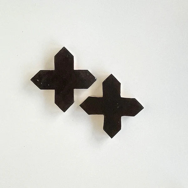 Tiles of Ezra Moroccan Zellige - Star Cross Shape - Chocolate