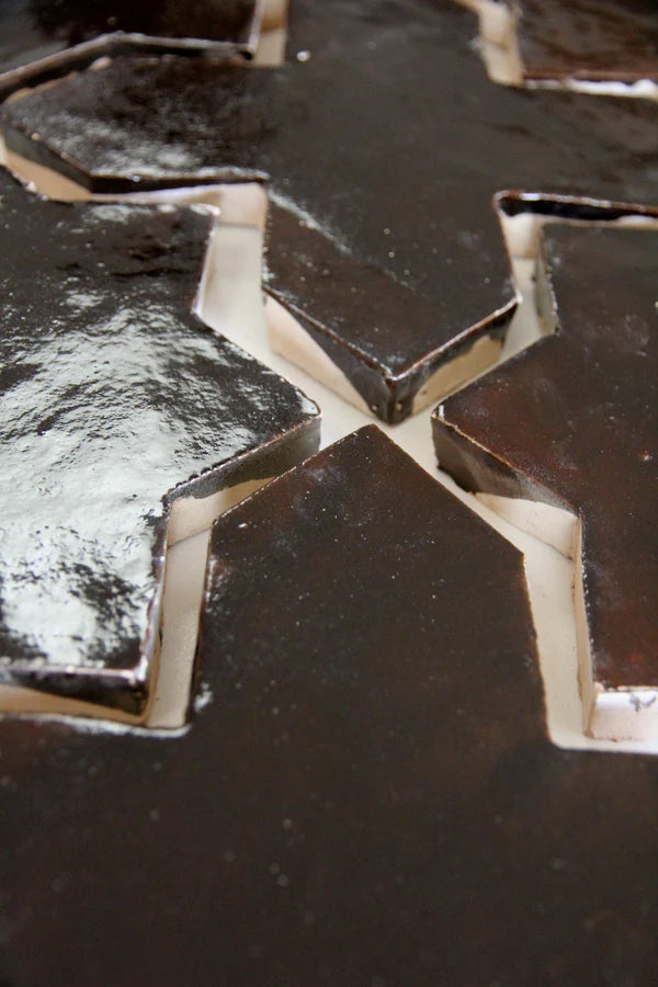 Tiles of Ezra Moroccan Zellige - Star Cross Shape - Chocolate
