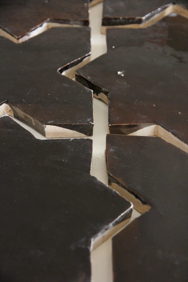Tiles of Ezra Moroccan Zellige - Star Cross Shape - Chocolate