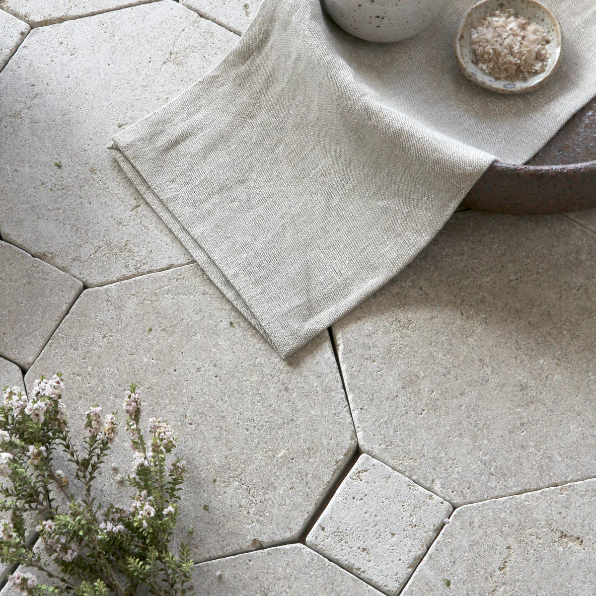 Tiles of Ezra Moroccan Limestone - Octagon - SAHARA-8x8