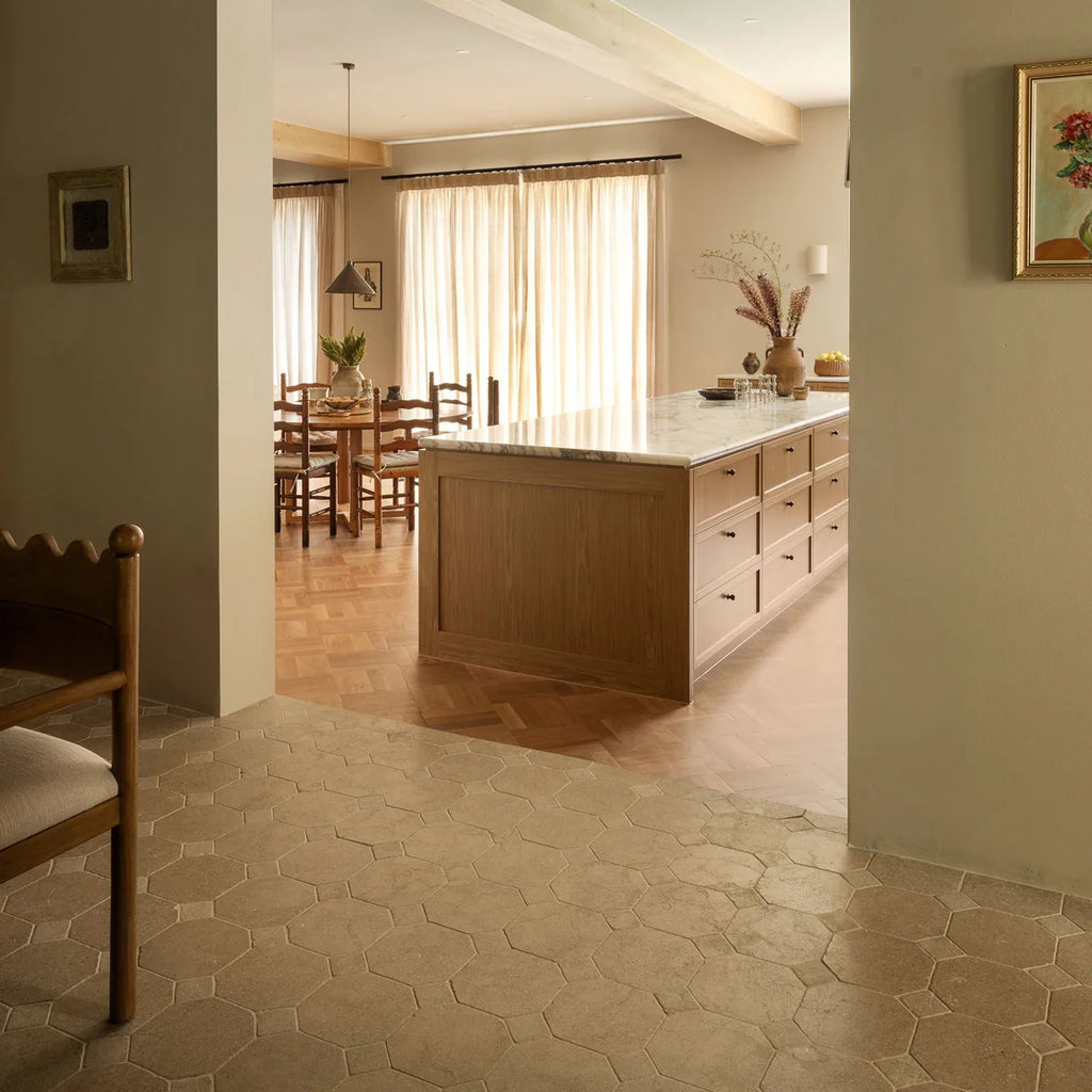 Tiles of Ezra Moroccan Limestone - Octagon - SAHARA-8x8
