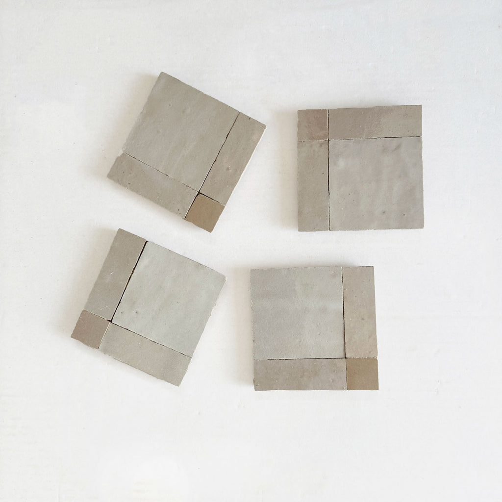 Tiles of Ezra Moroccan Zellige Mosaic-SNOW BLACK PEACOCK-4x4 (Carton)