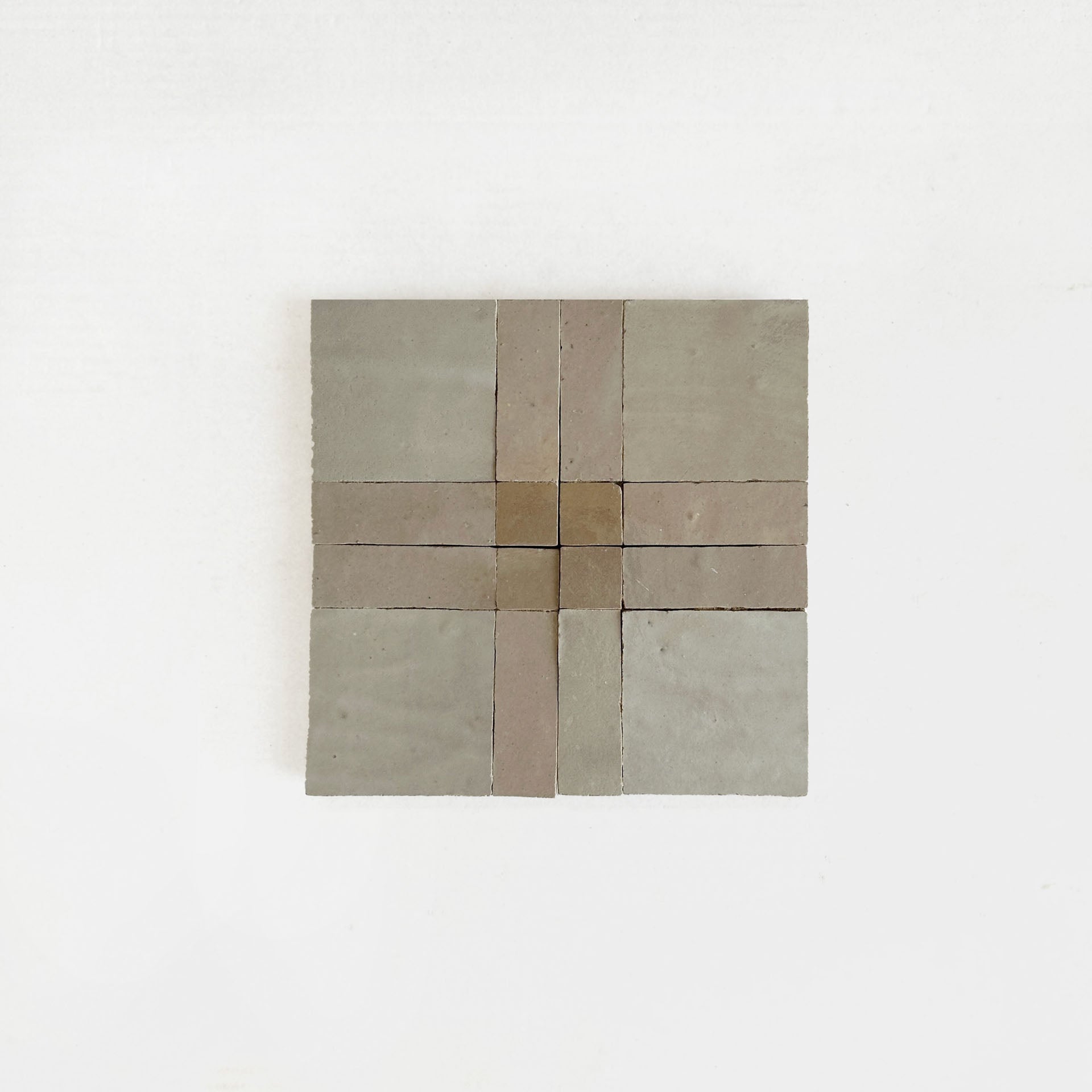 Tiles of Ezra Moroccan Zellige Mosaic Sheet-LATTE 5, OAT 39, DUST 2