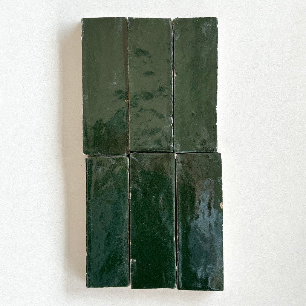 Tiles of Ezra Moroccan Zellige Thin Bejmat-DARK GREEN-6x2 (Carton)